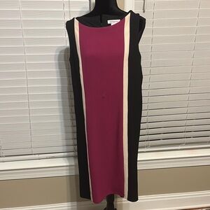 Calvin Klein Red and Black Sheath Midi Dress